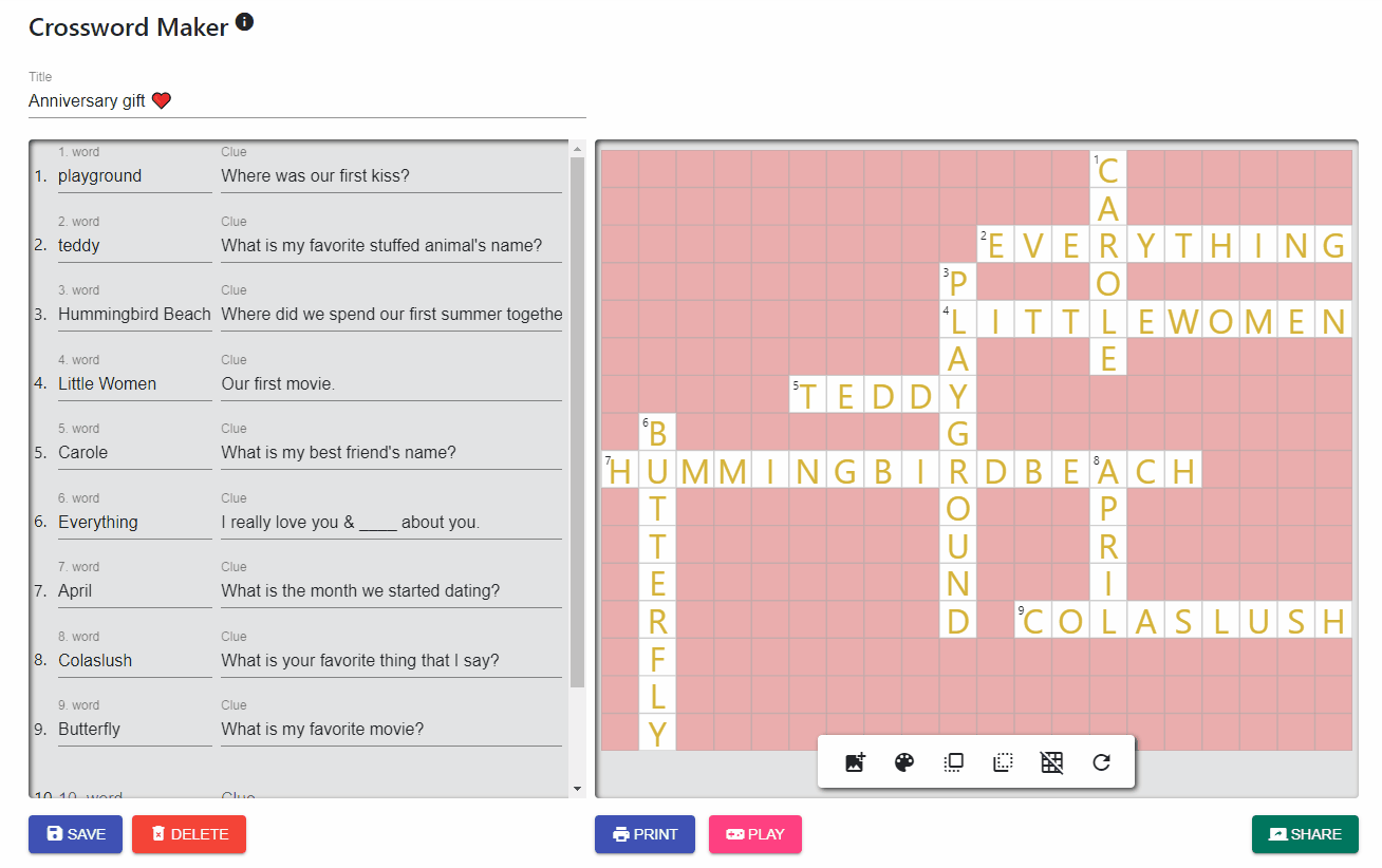 How to add images to an online crossword?