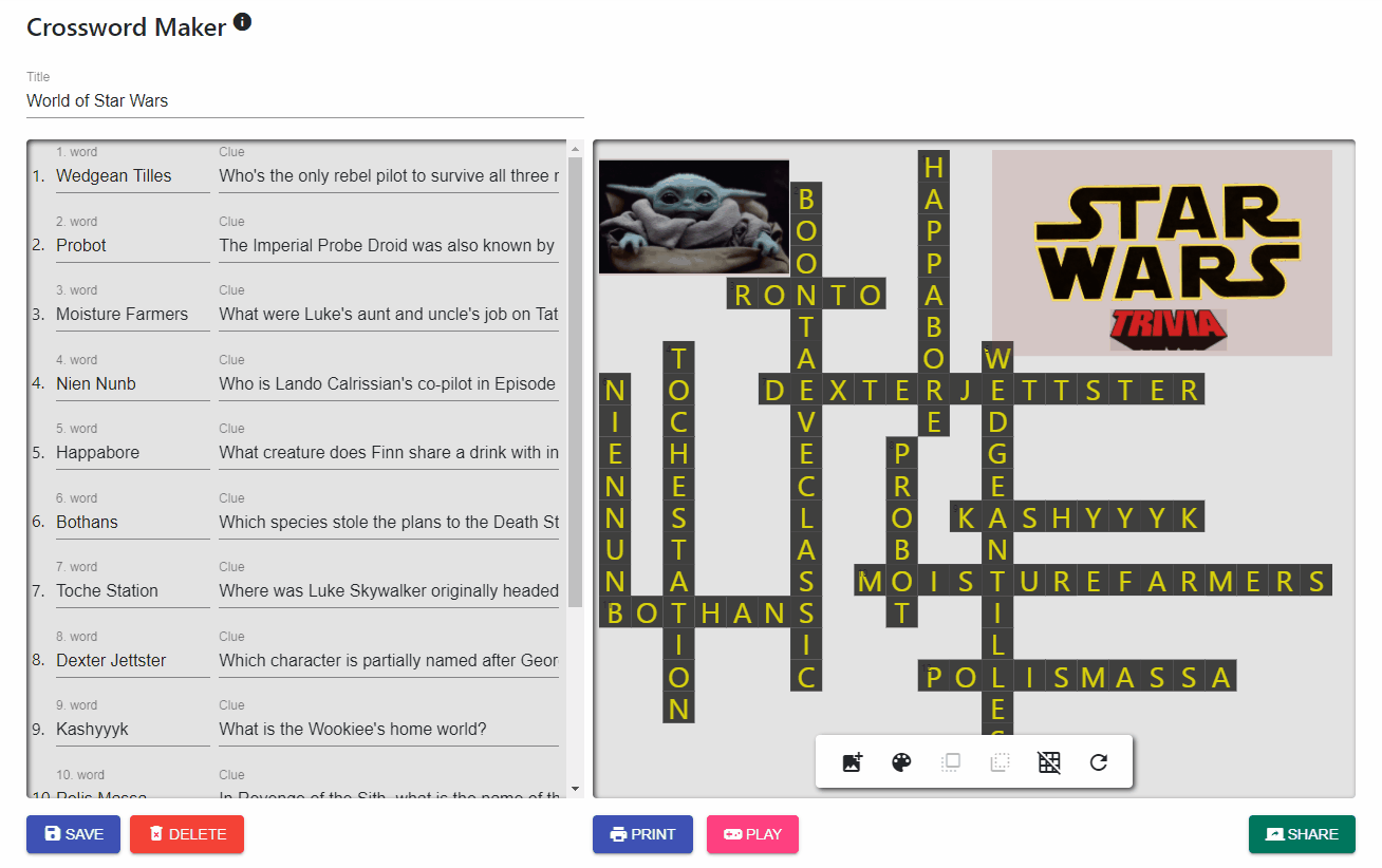 How to share a crossword for wordpress?