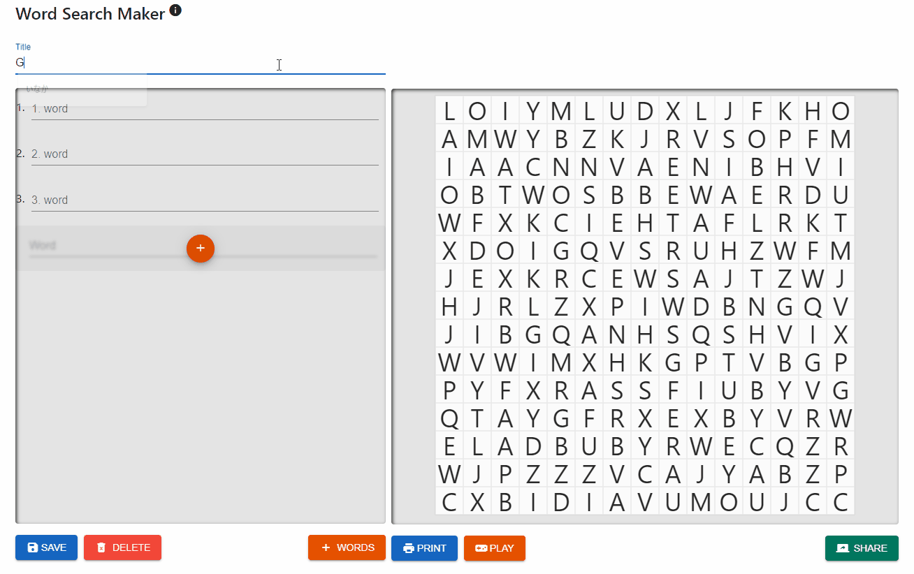 How to create a new custom word search puzzle?