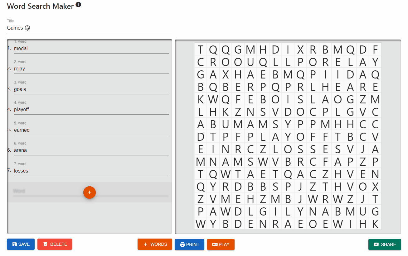 How to share a word search puzzle?